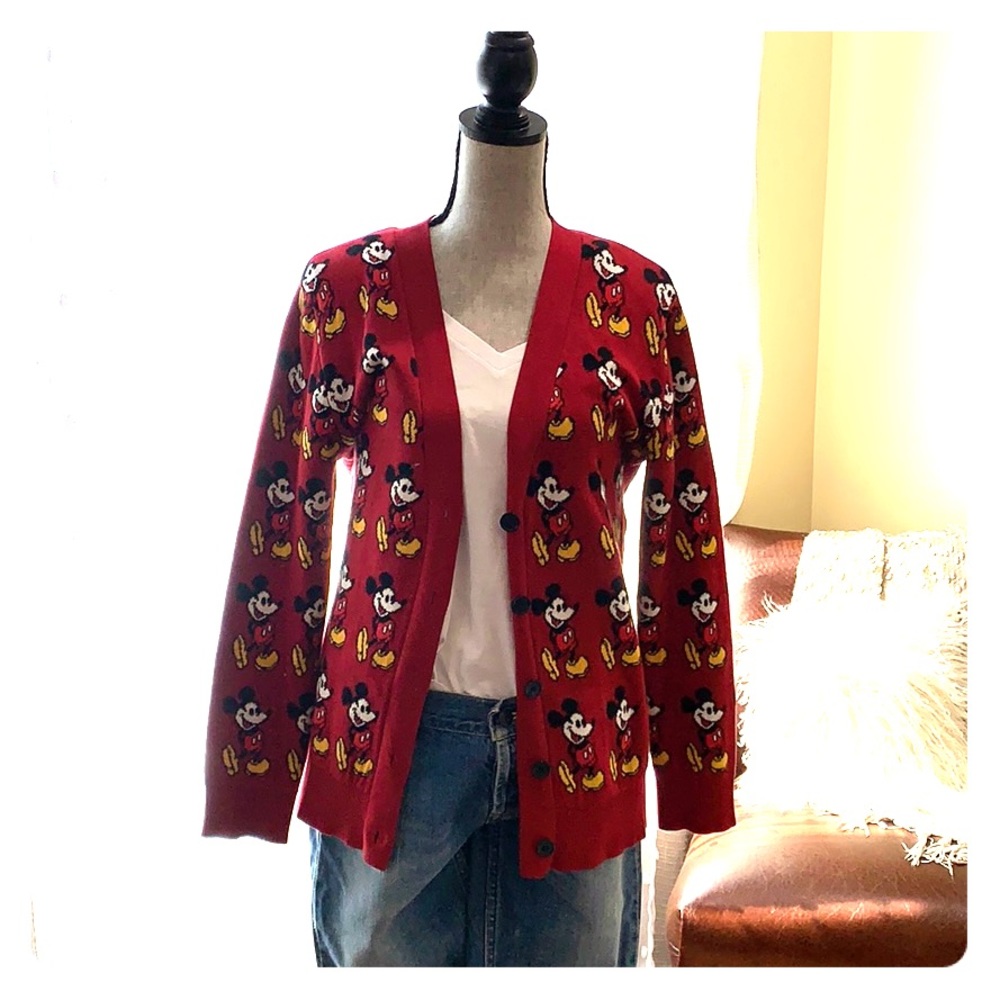 Authentic Mickey Mouse Disney cardigan new red